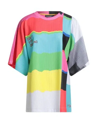 Dolce & Gabbana Woman T-shirt Red Size 4 Polyester, Cotton In Multi