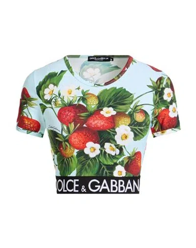 Dolce & Gabbana Woman T-shirt Sky Blue Size 6 Polyamide, Elastane, Polyester In Multi