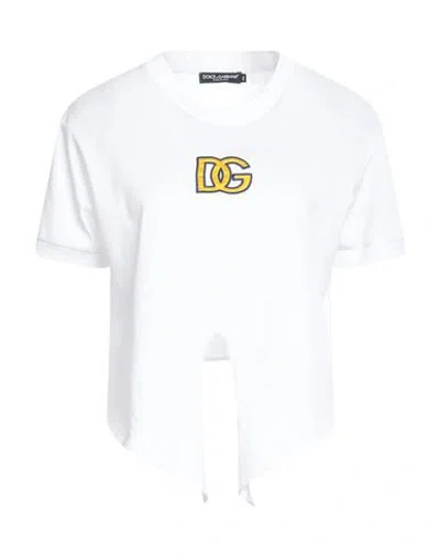 Dolce & Gabbana Woman T-shirt White Size 12 Cotton, Polyester, Viscose