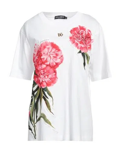 Dolce & Gabbana Woman T-shirt White Size 6 Cotton, Zamak, Polyester