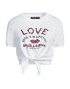 Dolce & Gabbana Solid Color Printed Short-sleeve T-shirt In White
