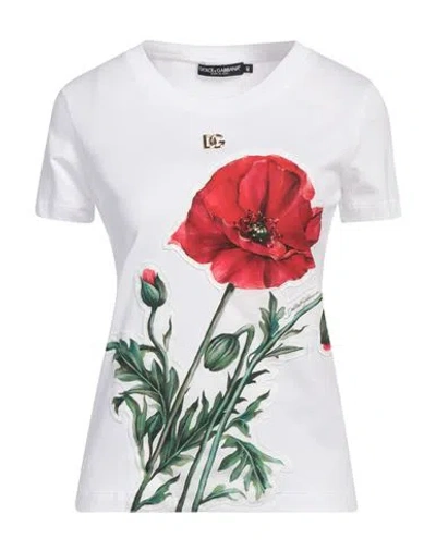 Dolce & Gabbana Woman T-shirt White Size 0 Cotton, Zamak, Polyester