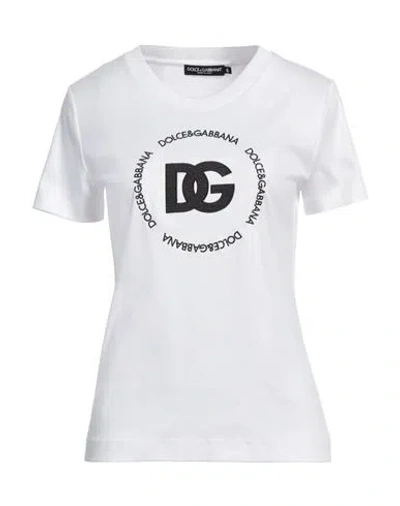 Dolce & Gabbana White T-shirt With Logo Lettering Print In Cotton