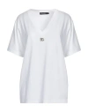 Dolce & Gabbana Woman T-shirt White Size 6 Cotton, Brass, Crystal