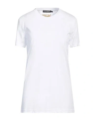 DOLCE & GABBANA DOLCE & GABBANA WOMAN T-SHIRT WHITE SIZE 8 COTTON