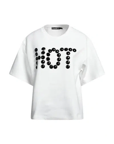 Dolce & Gabbana Woman T-shirt White Size M Cotton, Polyester, Pmma - Polymethyl Methacrylate
