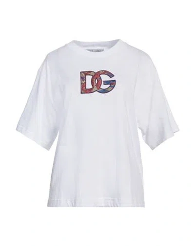Dolce & Gabbana Woman T-shirt White Size S Cotton, Metallic Polyester, Polyamide
