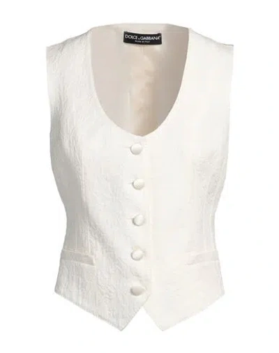 Dolce & Gabbana Ivory Cotton Button Down Sleeveless Vest Top In White