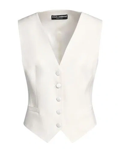 Dolce & Gabbana Woman Tailored Vest Ivory Size 6 Wool, Silk, Elastane In White