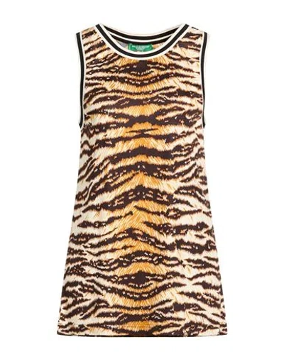 Dolce & Gabbana Woman Tank Top Beige Size 0 Viscose In Animal Print