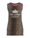 Dolce & Gabbana Woman Tank Top Brown Size 2 Cotton, Viscose, Polyester, Elastane