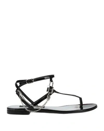 Dolce & Gabbana Woman Thong Sandal Black Size 7.5 Calfskin
