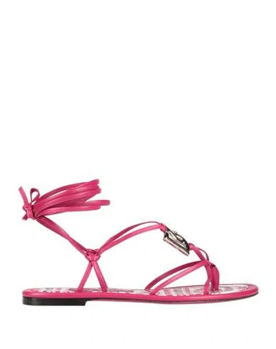 Dolce & Gabbana Woman Thong Sandal Garnet Size 7.5 Lambskin In Pink
