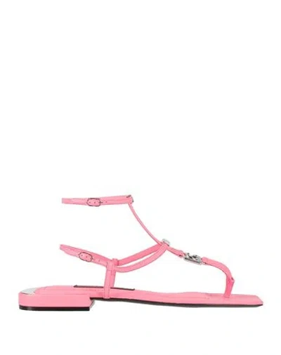 Dolce & Gabbana Woman Thong Sandal Pink Size 6.5 Lambskin