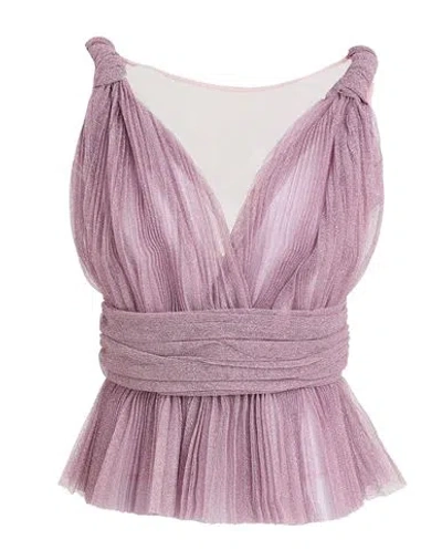Dolce & Gabbana Woman Top Antique Rose Size 6 Metallic Polyester, Polyamide, Cotton In Pink