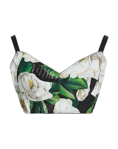 Dolce & Gabbana Woman Top Black Size 12 Polyamide, Elastane In Multi