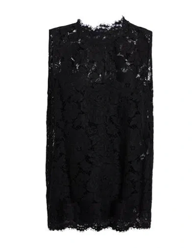 Dolce & Gabbana Woman Top Black Size 12 Viscose, Cotton, Polyamide