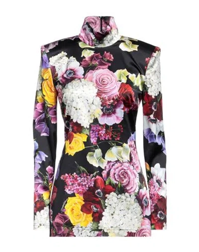 DOLCE & GABBANA DOLCE & GABBANA WOMAN TOP BLACK SIZE 12 VISCOSE, ELASTANE