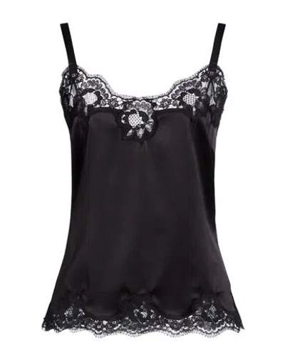 Dolce & Gabbana Lingerie Top In Satin And Lace In Black