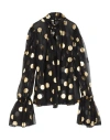 Dolce & Gabbana Silk Organza Lamé Polka Dot Blouse In Black