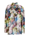 Dolce & Gabbana Floral Silk Chiffon Blouse In Black