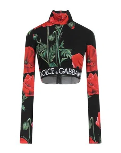 Dolce & Gabbana Woman Top Black Size 4 Silk, Elastane, Polyester In Multi