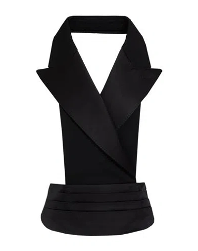 DOLCE & GABBANA DOLCE & GABBANA WOMAN TOP BLACK SIZE 6 SILK, VIRGIN WOOL, POLYESTER, VISCOSE, GOAT WOOL