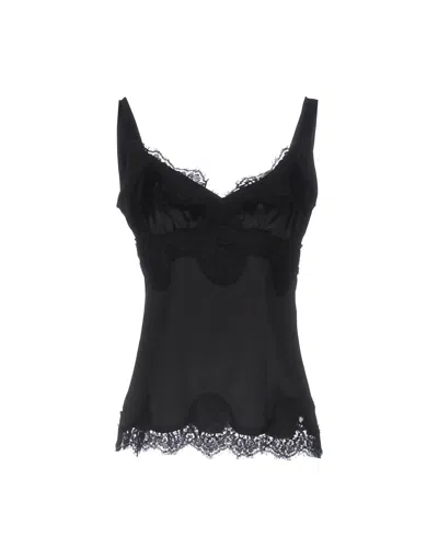 Dolce & Gabbana Woman Top Black Size 8 Silk, Cotton, Polyamide, Elastane