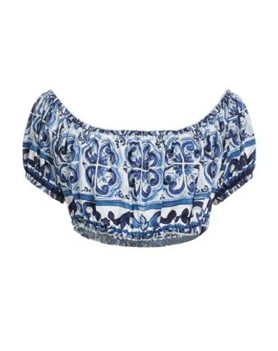 Dolce & Gabbana Woman Top Blue Size 10 Cotton