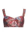 Dolce & Gabbana Red Floral Brocade Cropped Bustier Corset Top In Red