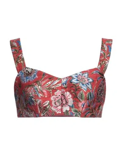 DOLCE & GABBANA DOLCE & GABBANA WOMAN TOP BRICK SIZE 14 POLYESTER, COTTON, POLYAMIDE, METALLIC POLYESTER