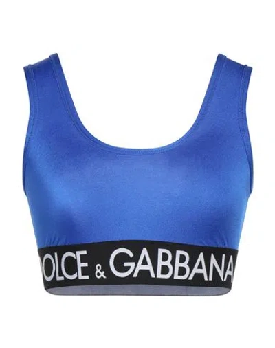 Dolce & Gabbana Woman Top Bright Blue Size 2 Polyamide, Elastane