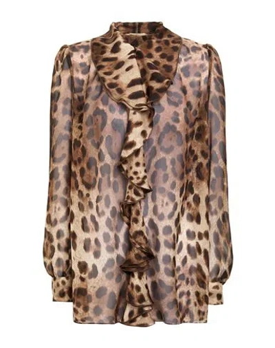 Dolce & Gabbana Woman Top Brown Size 10 Silk