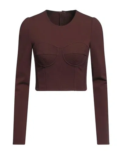 Dolce & Gabbana Woman Top Chocolate Brown Size 4 Viscose, Polyamide, Elastane, Polyester