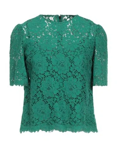 Dolce & Gabbana Woman Top Emerald Green Size 2 Polyamide, Viscose, Cotton