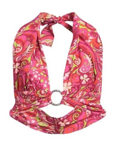 Dolce & Gabbana Woman Top Fuchsia Size 12 Silk, Elastane, Metal In Pink