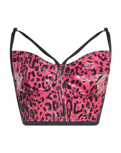 Dolce & Gabbana Woman Top Fuchsia Size 12 Polyamide, Polyurethane, Elastane In Pink