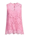 Dolce & Gabbana Branded Stretch Lace Top In Pink