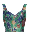 Dolce & Gabbana Woman Top Green Size 14 Polyester, Polyamide, Cotton, Metallic Polyester, Elastane In Green