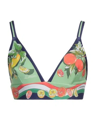 Dolce & Gabbana Fruit-print Cropped Top In Agrumi Fdo Verde