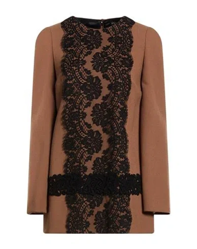 Dolce & Gabbana Woman Top Light Brown Size 6 Virgin Wool, Cotton, Elastane In Multi