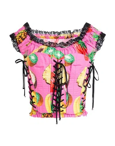 Dolce & Gabbana Woman Top Magenta Size 12 Cotton, Polyamide