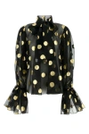 Dolce & Gabbana Silk Organza Lamé Polka Dot Blouse In Multicolor