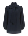 Dolce & Gabbana Woman Top Navy Size 8 Silk In Blue