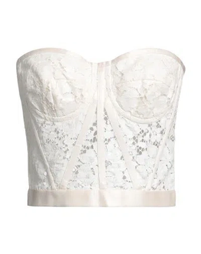 Dolce & Gabbana Woman Top Off White Size 10 Cotton, Viscose, Polyamide, Silk