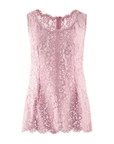 Dolce & Gabbana Woman Top Pink Size 12 Cotton, Viscose, Polyamide