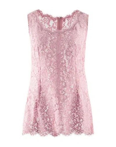 Dolce & Gabbana Woman Top Pink Size 6 Cotton, Viscose, Polyamide