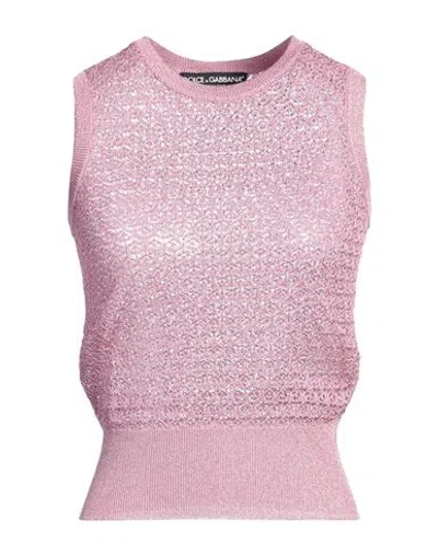 Dolce & Gabbana Woman Sweater Pink Size 16 Viscose, Metallic Polyester