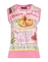 Dolce & Gabbana Sicilian Rice Ball Print Silk Sweater Vest In Pink