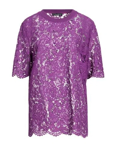 Dolce & Gabbana Woman Top Plum Size 12 Viscose, Cotton, Polyamide In Purple